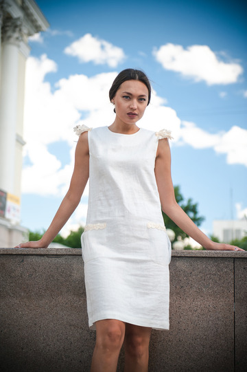 Белое Платье Из Льна